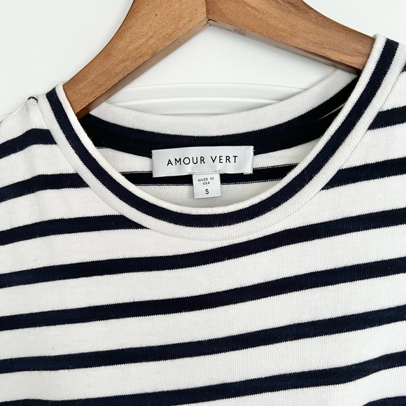Amour Vert Suzette Navy Striped T-Shirt Dress - Picture 2 of 3